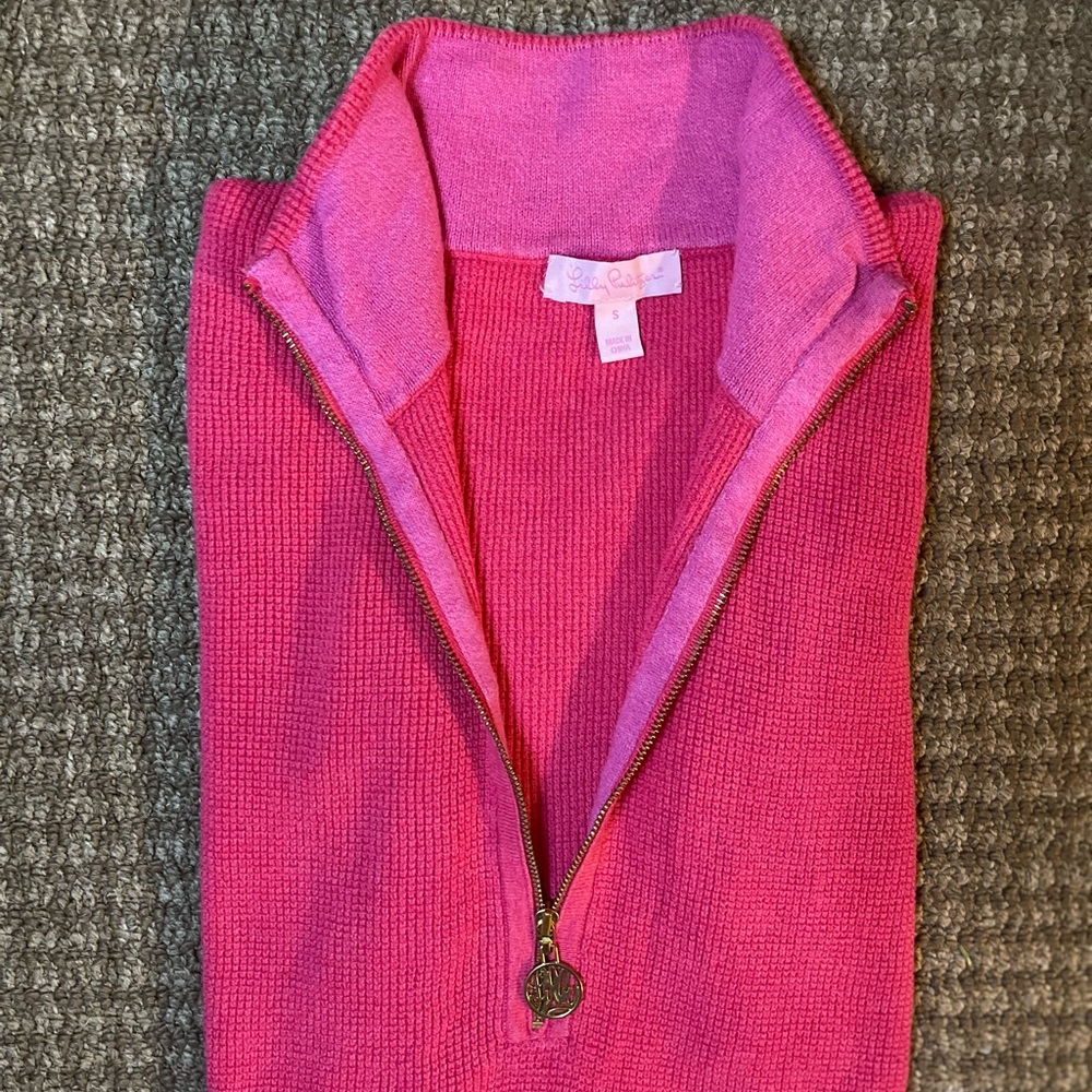 Lilly Pulitzer women’s pink woven 1/4 zip size S - Picture 4 of 8